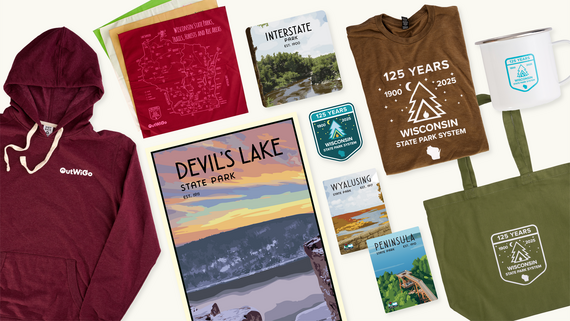 various merchandise items for sale from the WI DNR