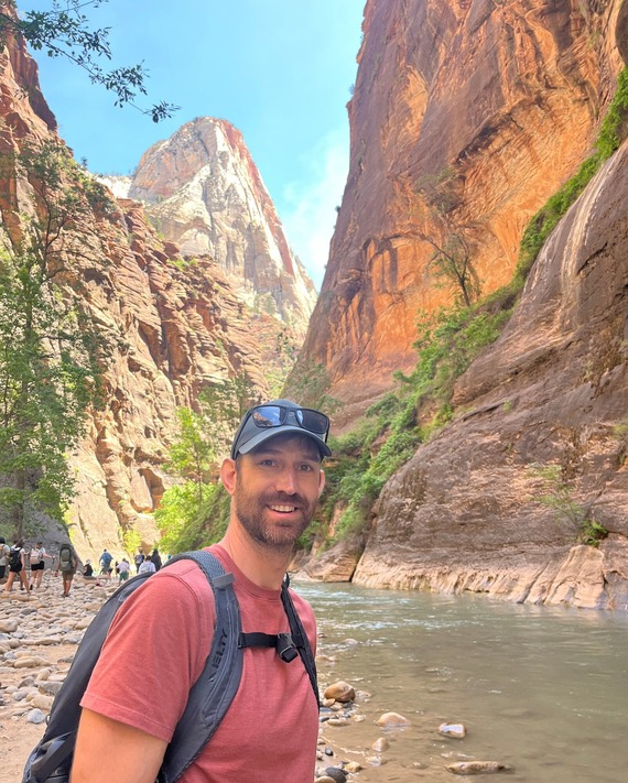 Man standing in rocky canyon