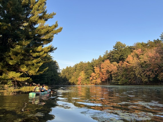 Lake with Kayakers in fall