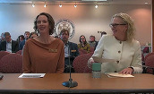 Wisconsin DNR Forest Health team leader Becky Gray (left) and DATCP Pest Survey and Control Section manager Renee Pinski.