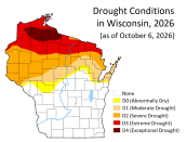 map showing drought status in Wisconsin, October 2026