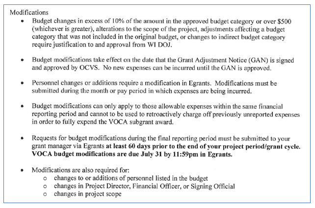 Budget Modifications