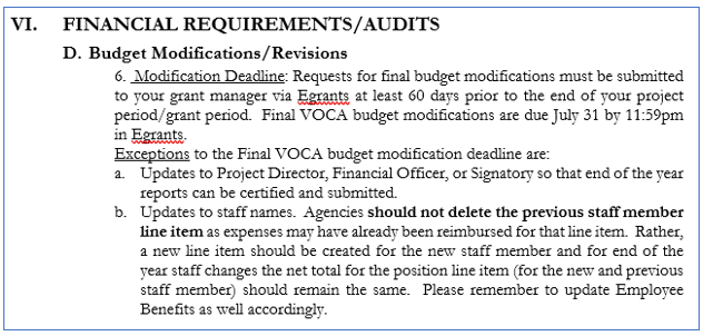 VOCA Guidelines - Budget Mods/Revisions