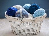 Basket of blue yarn