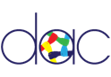 Logo including the letters d, a, and c. Image of three hands holding each other inside of the a.