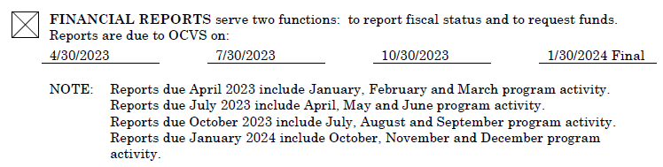 SAVS 2023 Financial Reports Due 