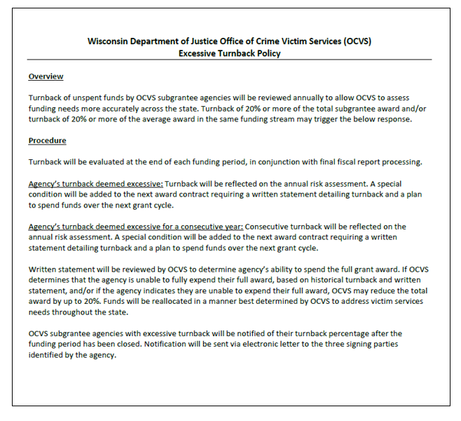 Excessive Turnback Policy