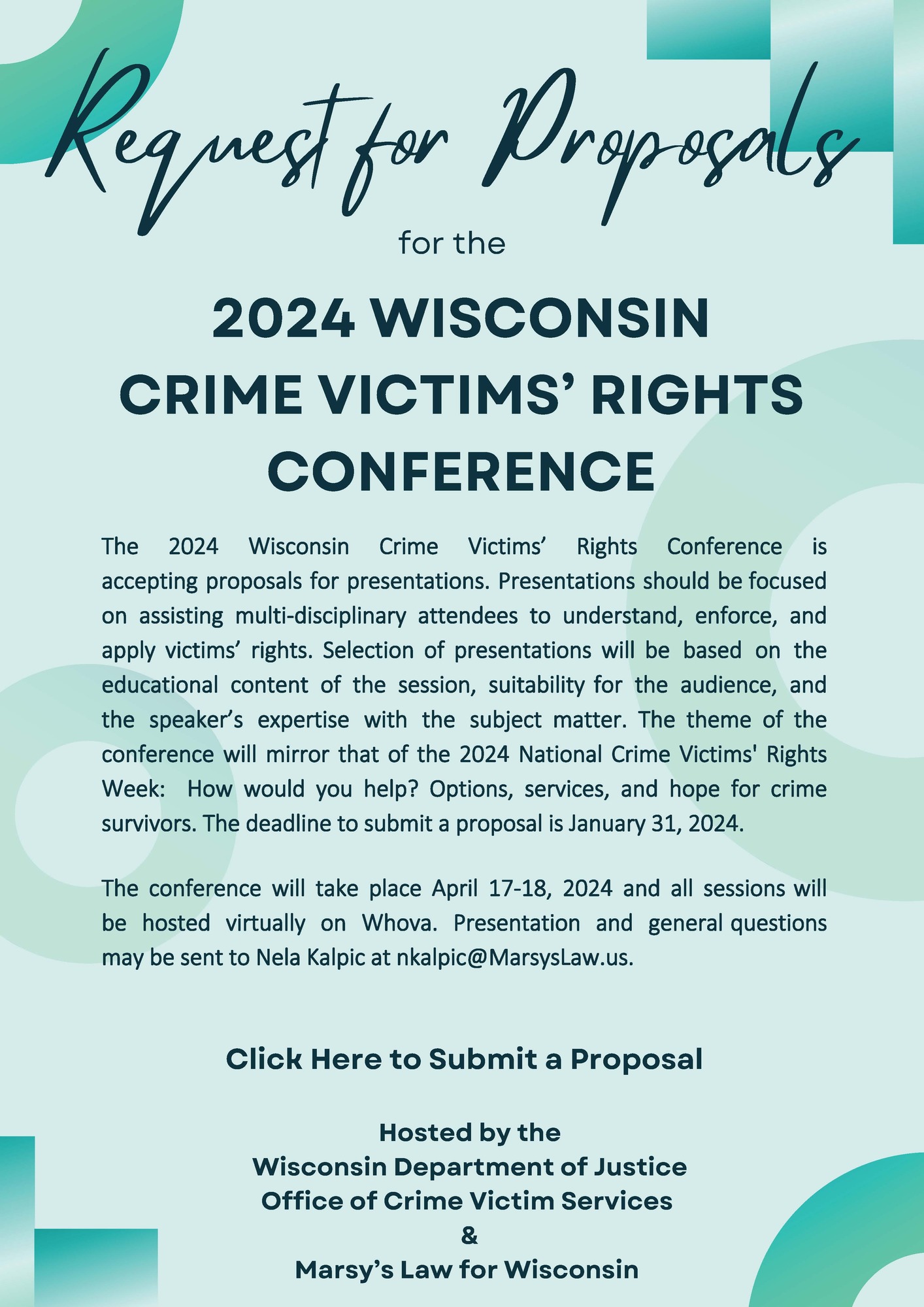 Request for Proposals 2024 Wisconsin Crime Victims' Rights Conference