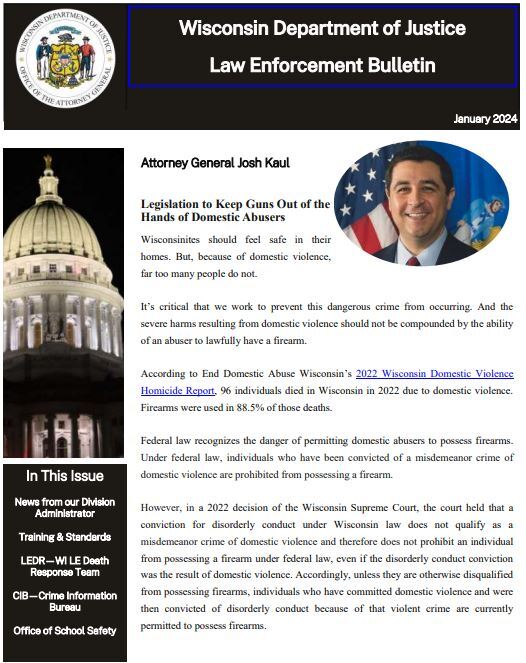 January 2024 Quarterly Law Enforcement Bulletin   Jan Front Page Original 