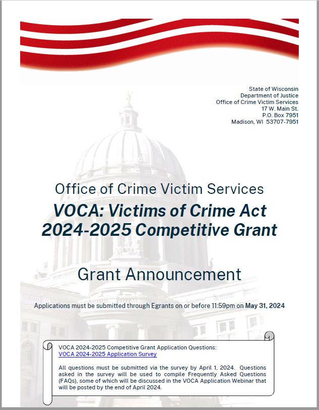 VOCA 24-25 Competitive Funding Announcement