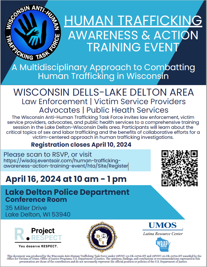 Upcoming Human Trafficking Awareness and Action Training