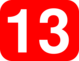 Red graphic with number 13 
