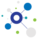 Many dots of different sizes with some connections