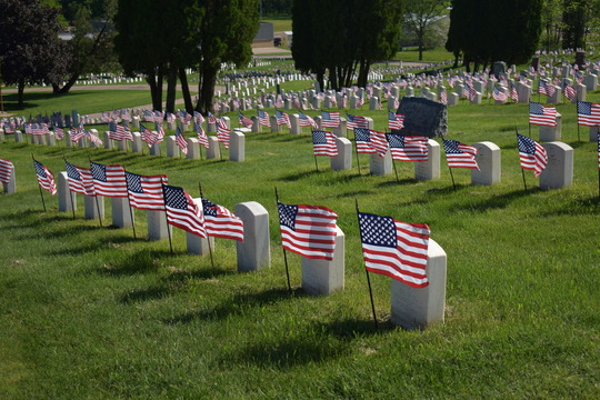 Memorial Day flags at Central cemetery in King 5.27.24