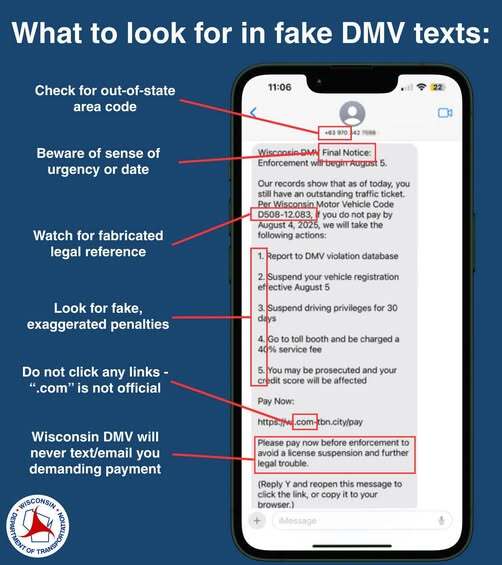 Wis DOT Scammer Alert August 2025