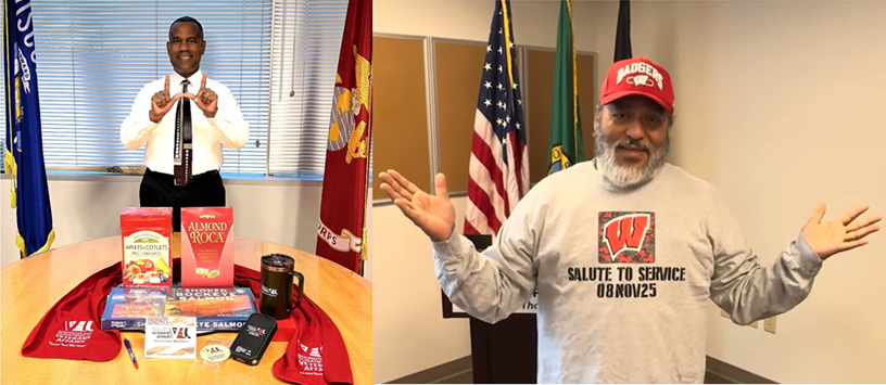 Sec Bond and Director Puente from Washington WDVA salute to veterans gift baskets 11.21.25