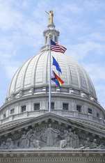 Pride Flag over Wisconsin Capitol June 2026
