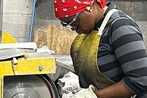 woman working with grinder