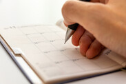 Hand marking calendar