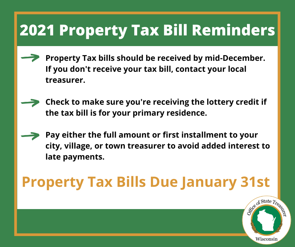 2021 Property Tax Bill Reminders Graphic