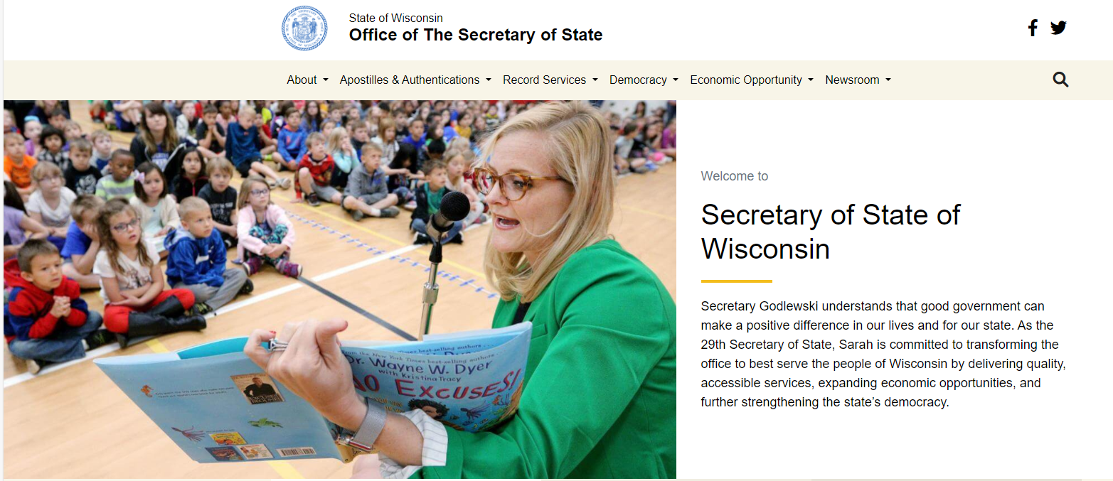 Screenshot of new SOS website