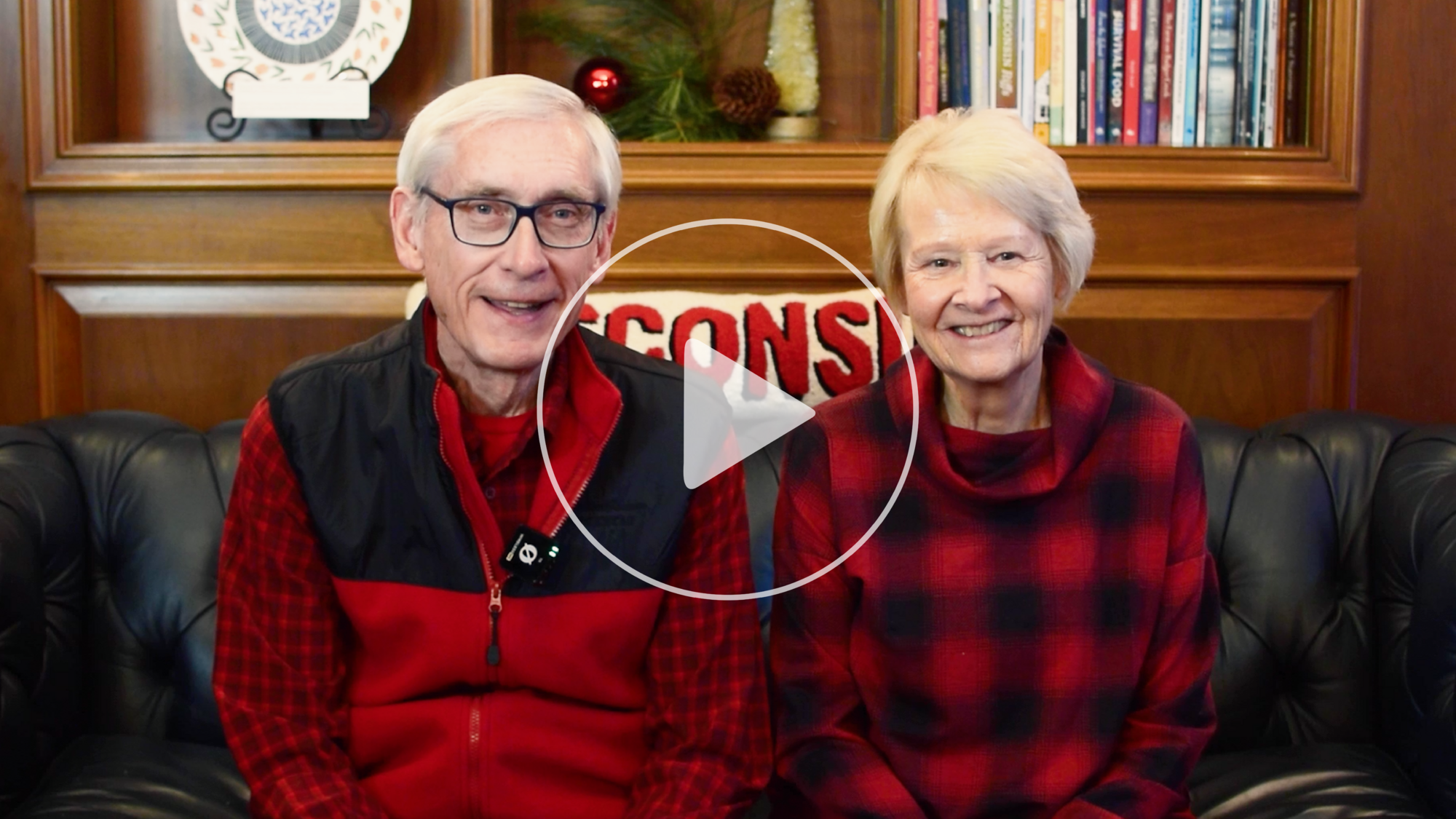 Governor Tony Evers and First Lady Kathy Evers in Hanukkah video.