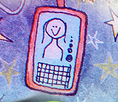Cartoon of girl on cell phone