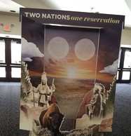 Photo of a kiosk outlining history of the Wind river indian reservation
