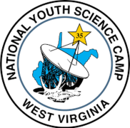 national youth science camp logo which depicts a satellite dish over an outline of the state of West Virginia