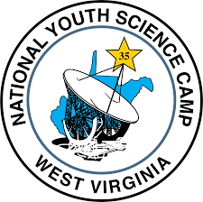 national youth science camp logo which depicts a satellite dish over an outline of the state of West Virginia