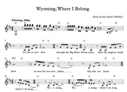 Sheet music for the song Wyoming by Annie and Amy Smith