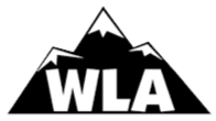 Wyoming Library Association logo showing the letters WLA on a drawing of a mountain