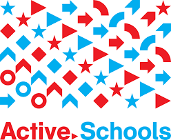 Active Schools logo with arrows and other movement symbols