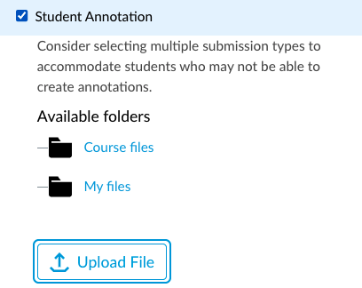 Student Annotation Available Folders screenshot