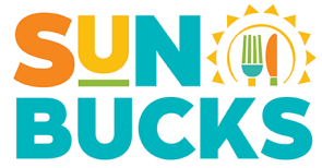 SUN Bucks logo has a knife, fork, and sun