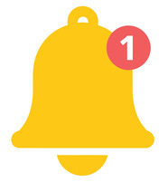 Yellow bell with red exclamation point