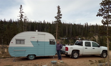 New WSGS geologist Erin Campbell-Stone enjoys camping in her 1957 Shasta, "Bluebell."