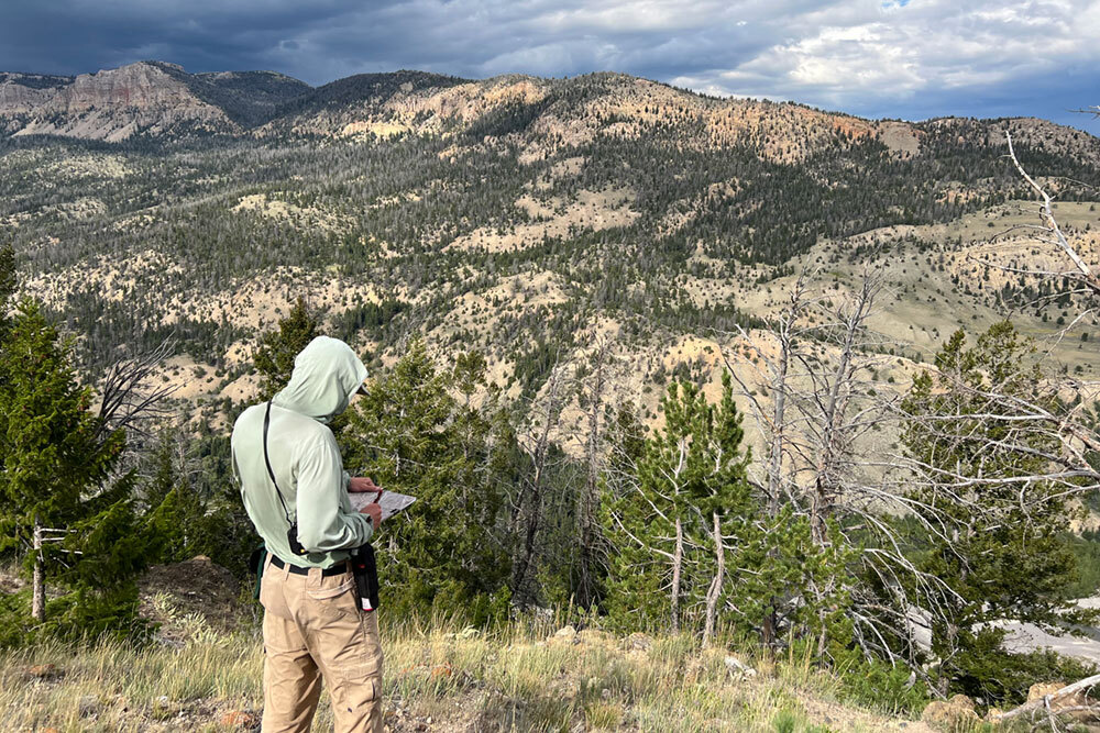WSGS geologist James Mauch mapping active landslides north of Dubois.
