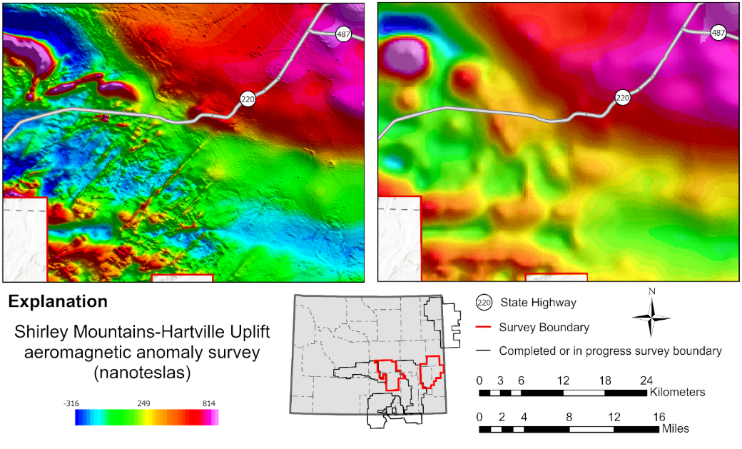 Map of magnetic anomalies from the Shirley Mountains-Hartville Uplift aeromagnetic survey