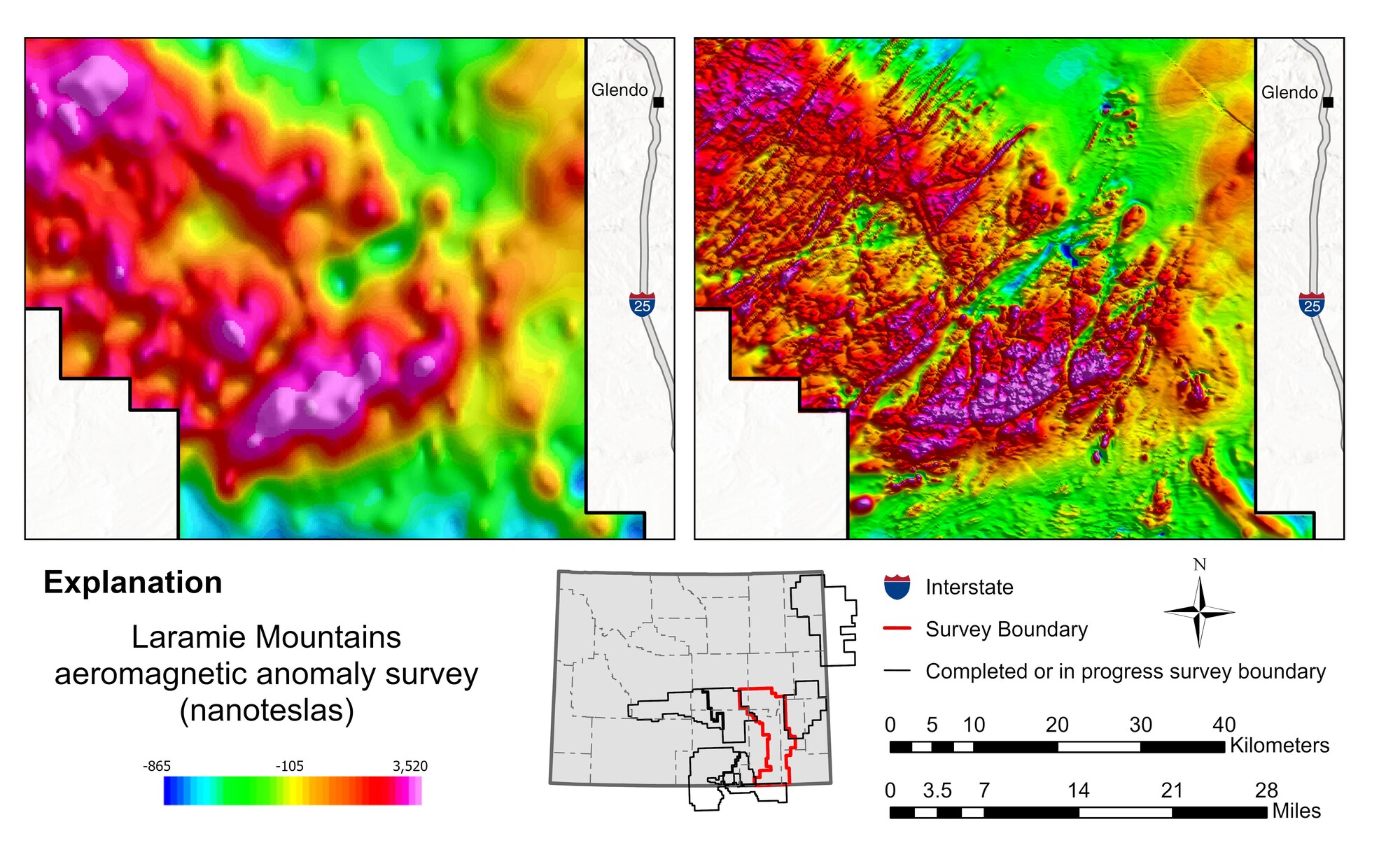 An image of the Laramie Mountains Aeromagnetic anomaly survey maps.