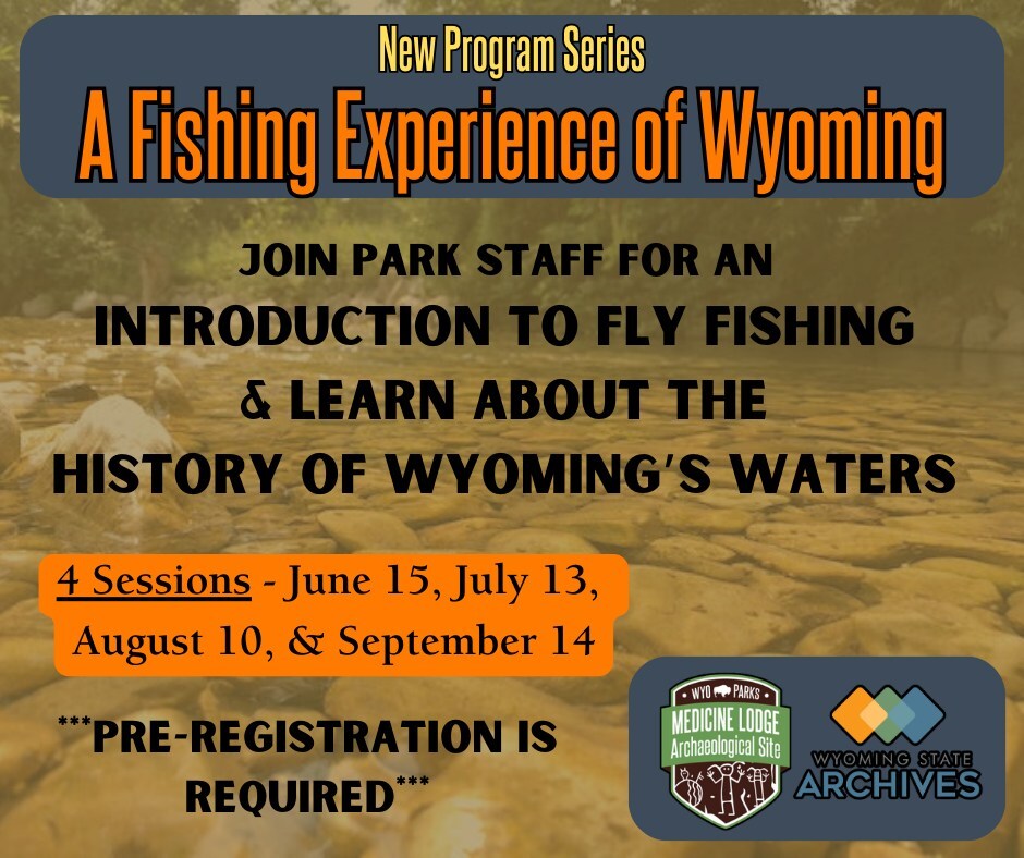A fishing experience of Wyoming orange graphic with underwater scene