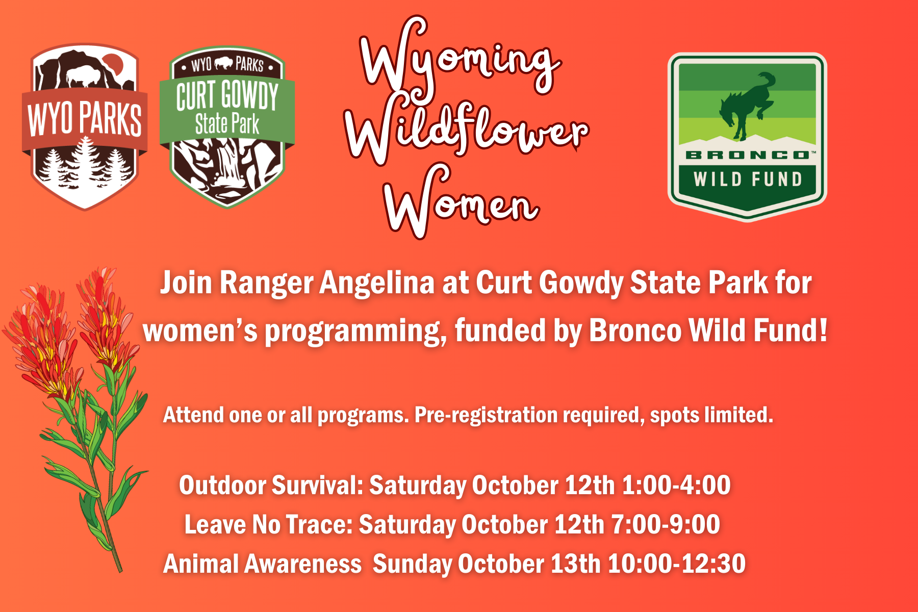 graphic showing information about wyoming wildflower women at Curt Gowdy.