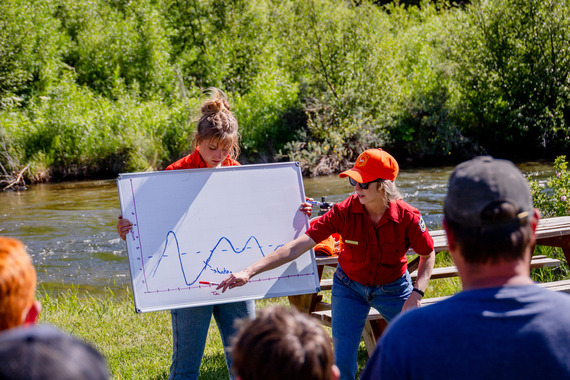 Katie teaching at hunter education camp