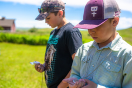 Kids participating in a compass activity