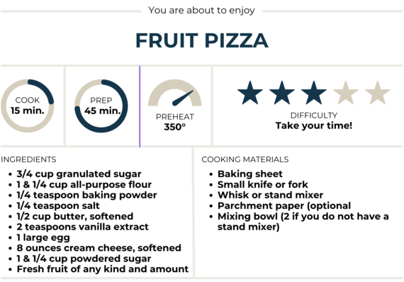 Recipe for fruit pizza