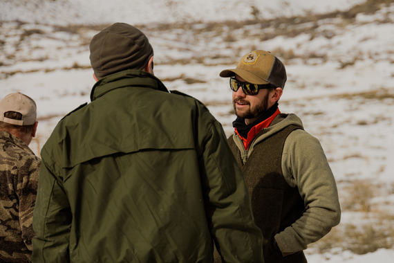 Keaton Weber helping with a bighorn sheep capture survey