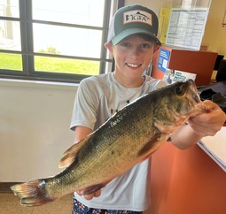 Tucker Bass shows off his world-record catch
