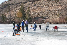 Group ice fishing