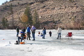 Group ice fishing